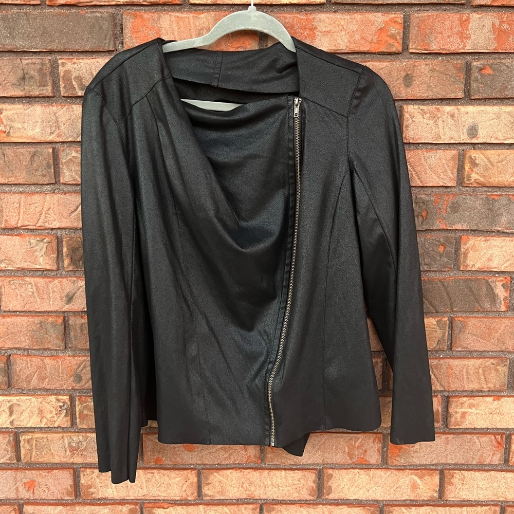 Mote Faux Leather Asymmetrical Zip Jacket Size Large